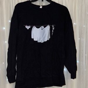 Chic Black Sweatshirt with Ghost Design